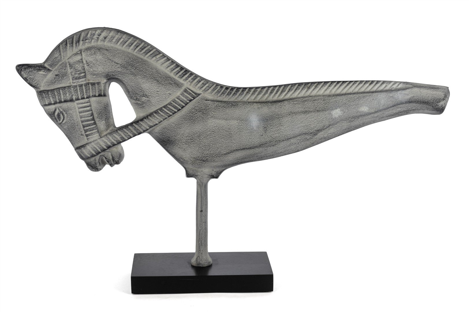 Mermer Ayaklı Füme At Obje 62x38cm