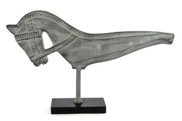 Mermer Ayaklı Füme At Obje 62x38cm