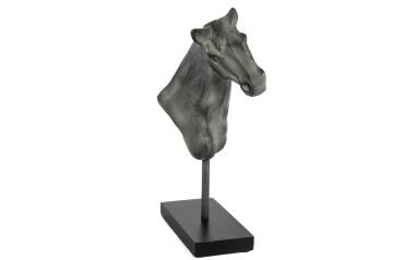 Mermer Ayaklı Füme At Kafası Obje 39x23cm