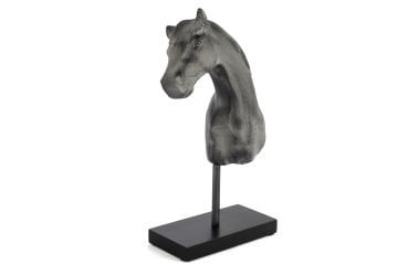 Mermer Ayaklı Füme At Kafası Obje 39x23cm