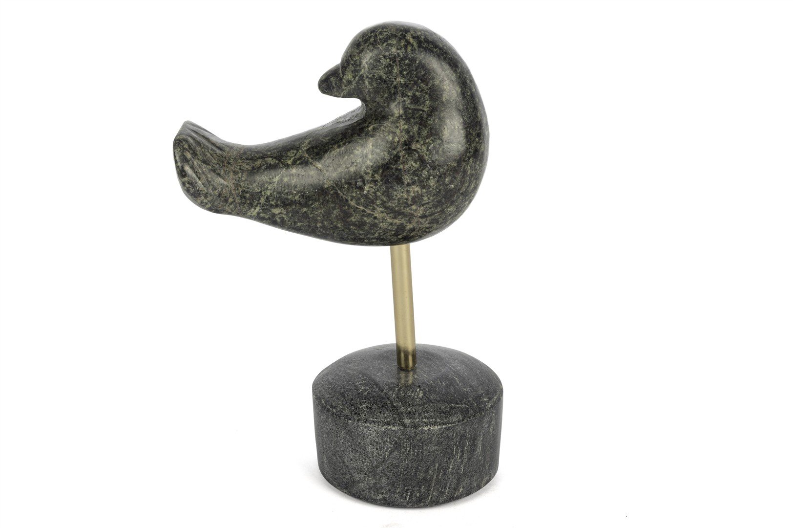 Mermer Metal Çubuk Kuş Obje 14x22cm