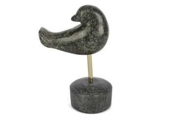 Mermer Metal Çubuk Kuş Obje 14x22cm