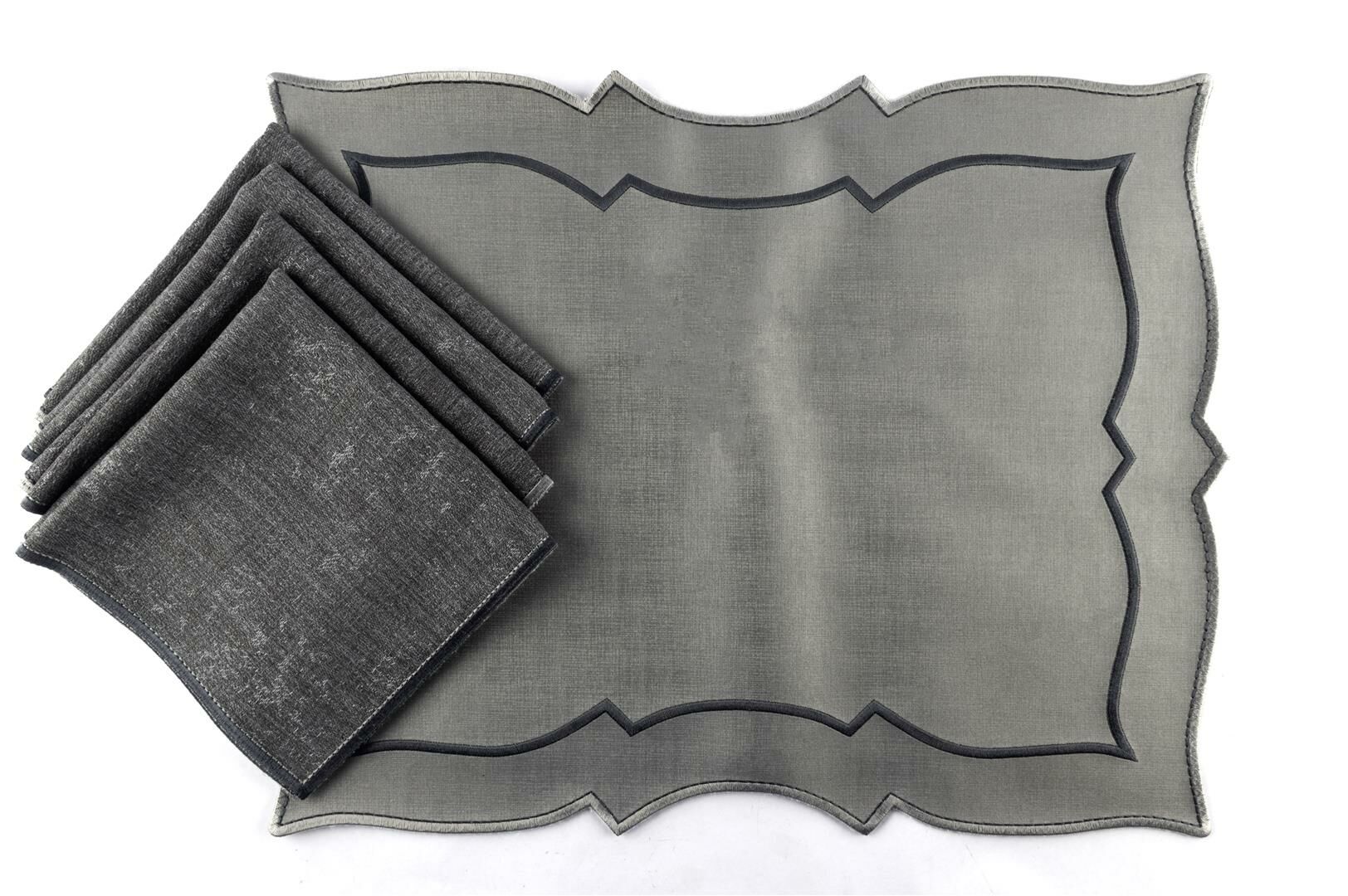 Kate 4 Gri Amerikan Servis 4 Gri Peçete