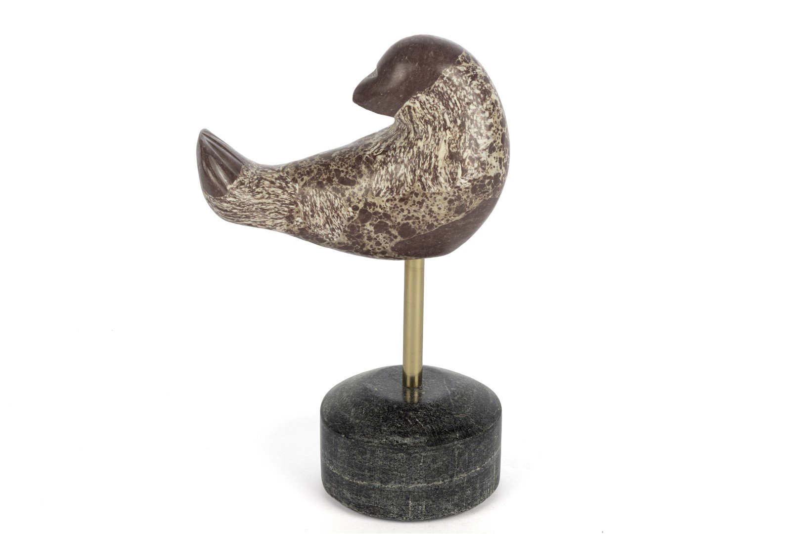 Mermer Metal Çubuk Kuş Obje 14x22cm