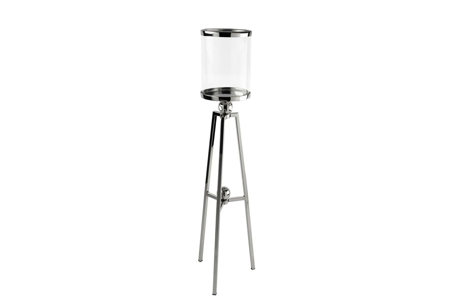 Silver 3 Ayaklı Metal Cam Mumluk 23x89cm