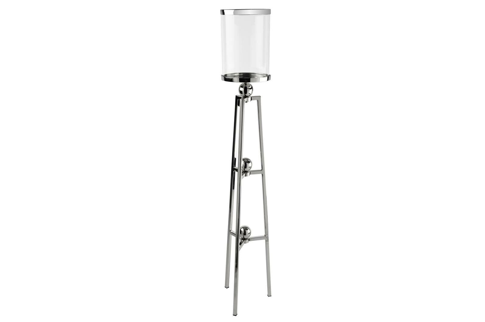 Silver 3 Ayaklı Metal Cam Mumluk 21x103cm