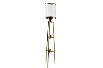 Gold 3 Ayaklı Metal Cam Mumluk 21x103cm