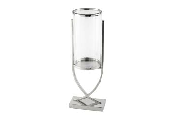 Silver X Ayaklı Metal Cam Mumluk 16x21x58cm