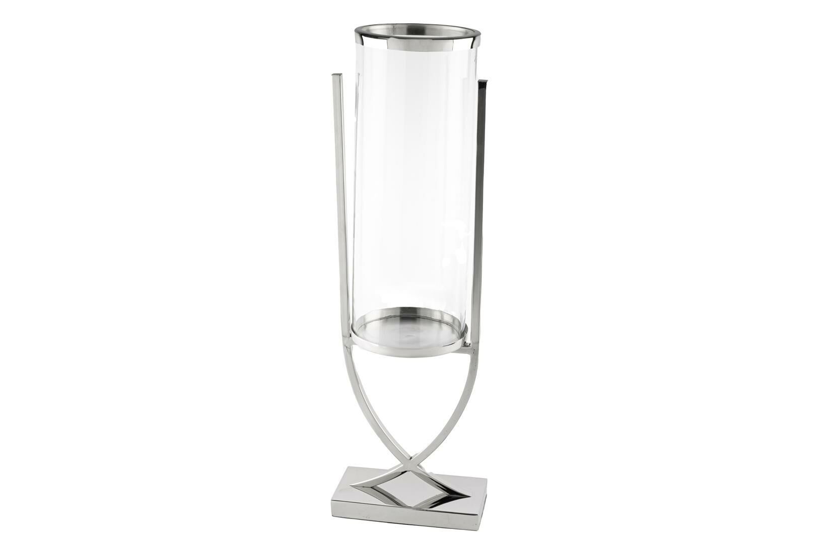 Silver X Ayaklı Metal Cam Mumluk 16x21x68cm