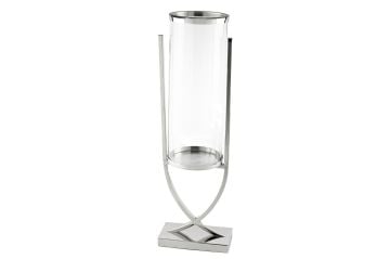 Silver X Ayaklı Metal Cam Mumluk 16x21x68cm