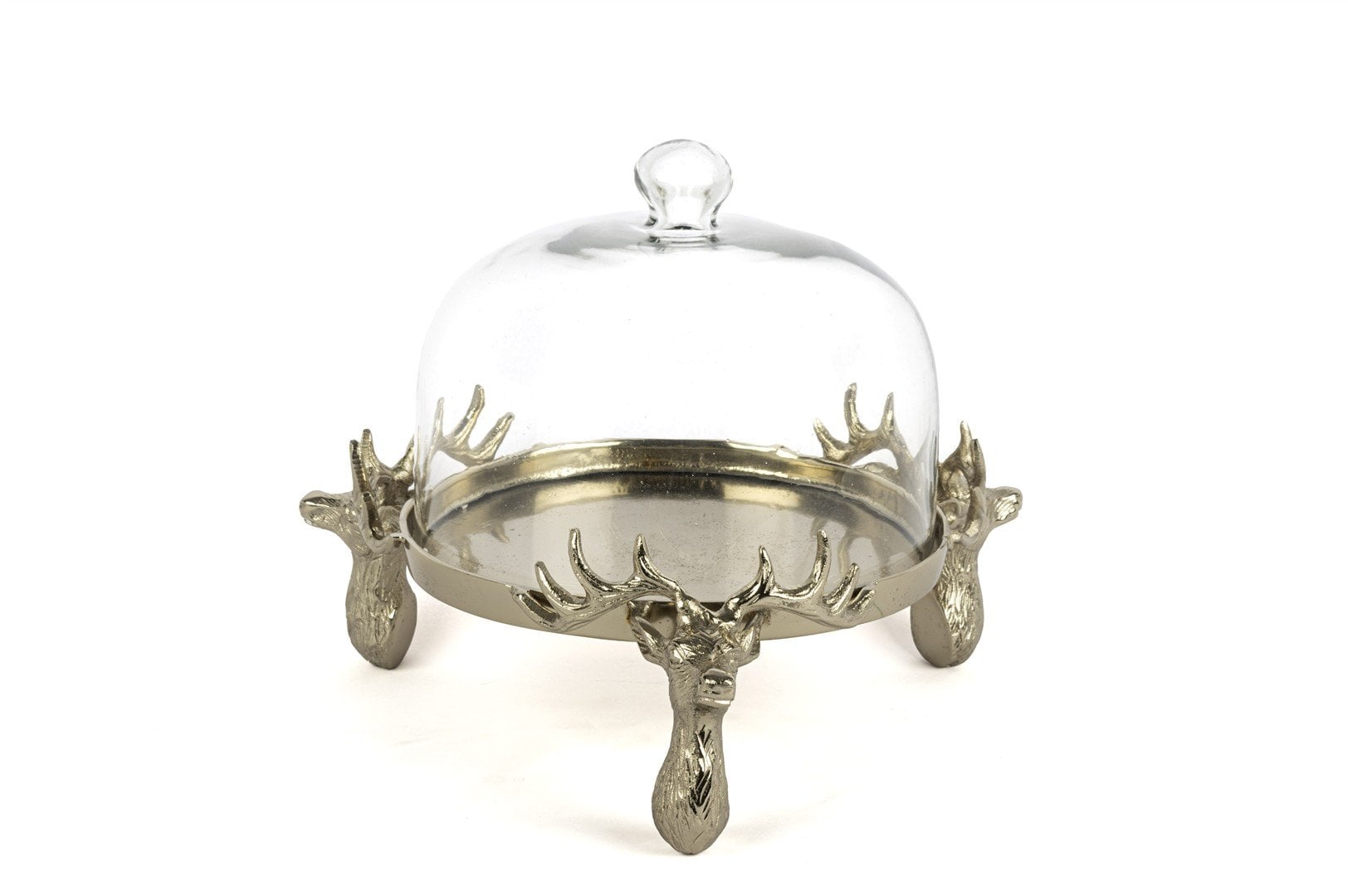 Gold Geyik Ayaklı Cam Kek Standı 30x33x25cm