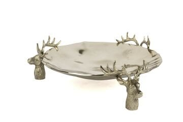 Gold Geyik Ayaklı Dekoratif Kase 43x13cm