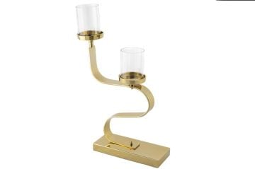 Gold 2li Metal Cam Mumluk 32x10x51cm