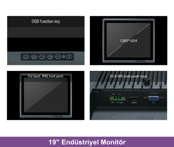 ALAD-191T 19'' Endüstriyel Dokunmatik LCD Monitör