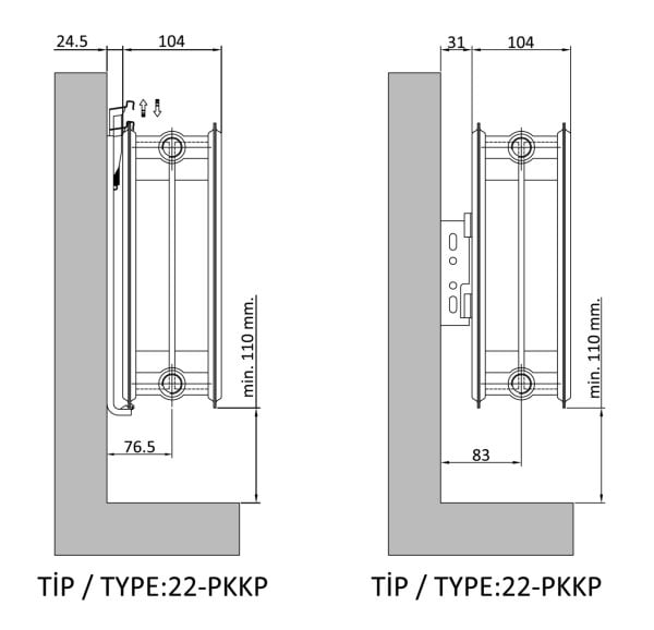 Eca Panel Radyatör Tip 22 Pkkp 600x1300