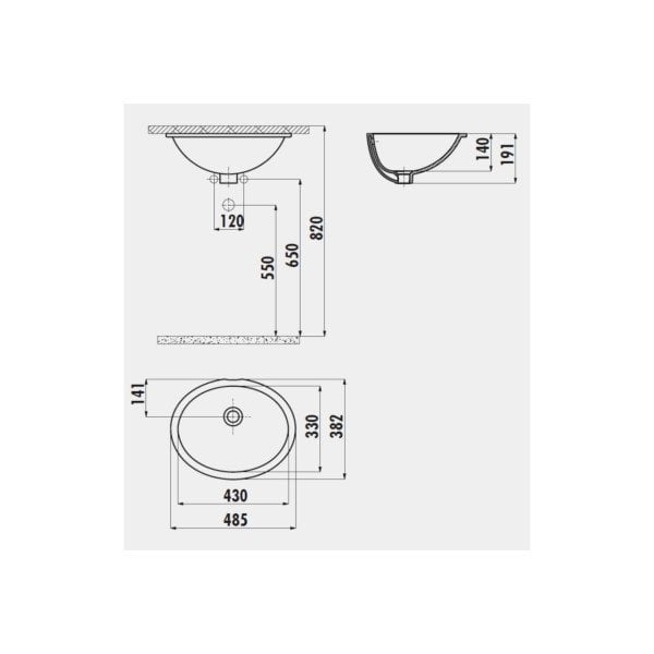 Creavit 33x43 Tezgah Altı Oval Lavabo TP211