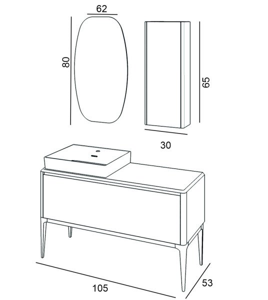 Denko Selanik 105cm Banyo Dolap Takımı