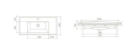 Turkuaz Kapadokya 100X48cm Etajerli Lavabo