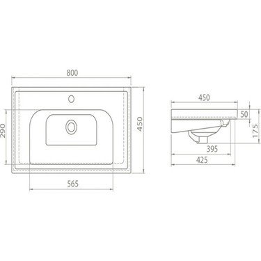 Turkuaz Frame 80X45cm Etajerli Lavabo