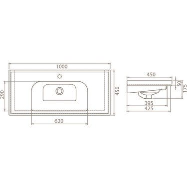 Turkuaz Frame 100X45cm Etajerli Lavabo