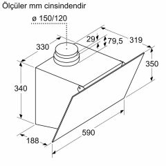 Bosch DWK63PJ61T Davlumbaz Siyah Duvar Tipi