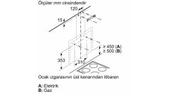 Bosch DWF65AJ60T Davlumbaz Duvar Tipi Siyah