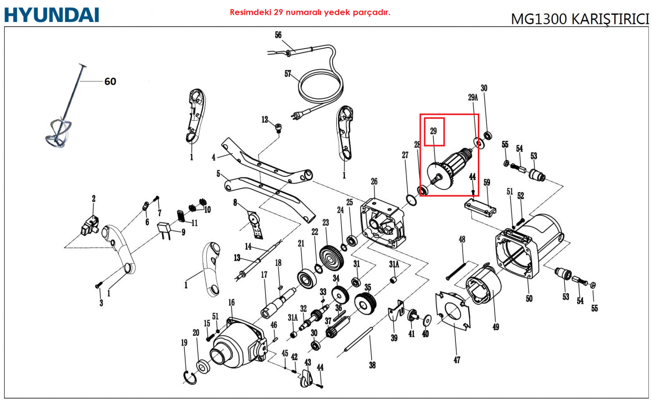 Hyundai MG1300 Rotor (Karıştırıcı) Orjinal