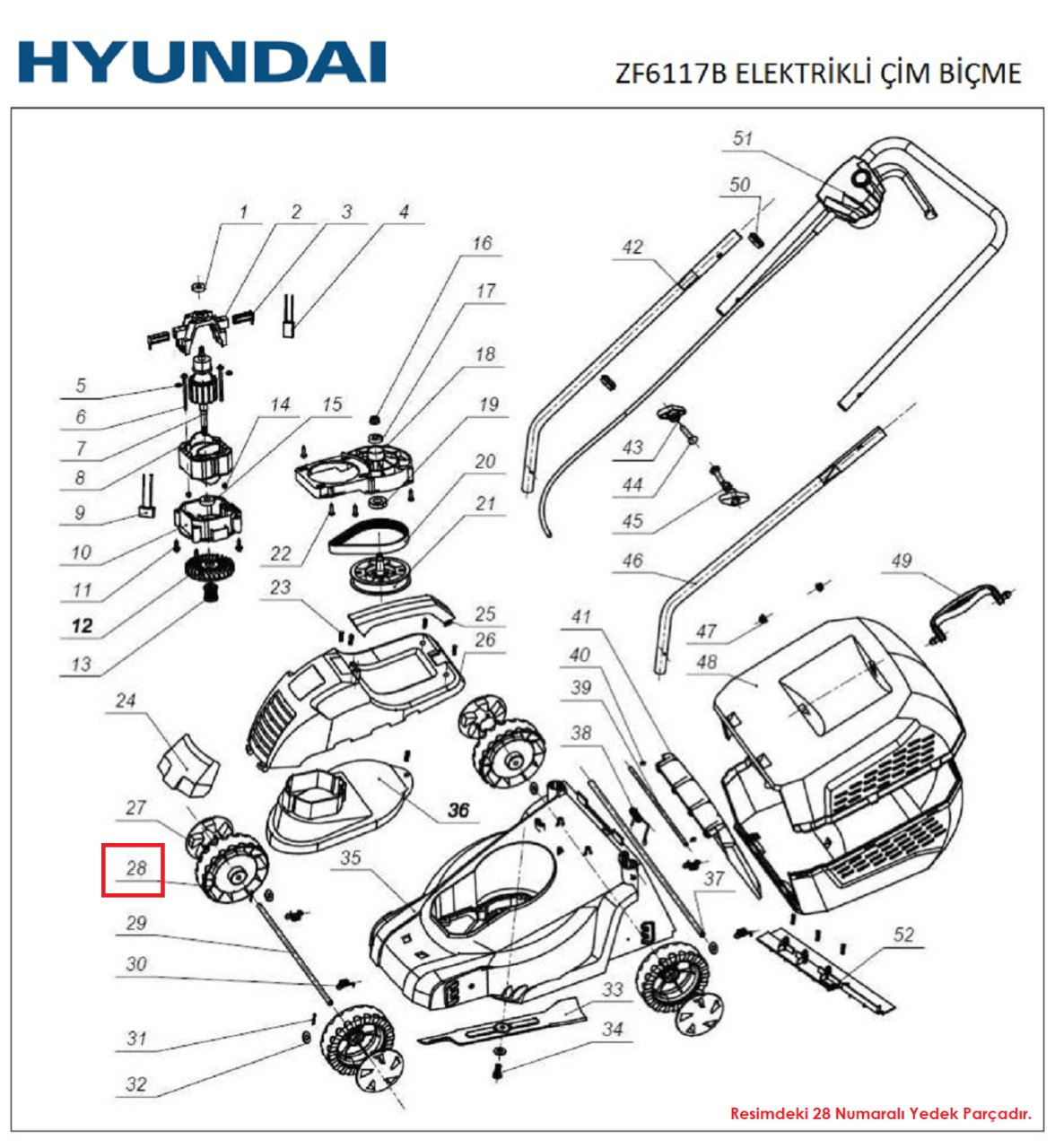 Hyundai C3203 Teker ( Ön ve Arka Uyumlu) 1000W Orjinal