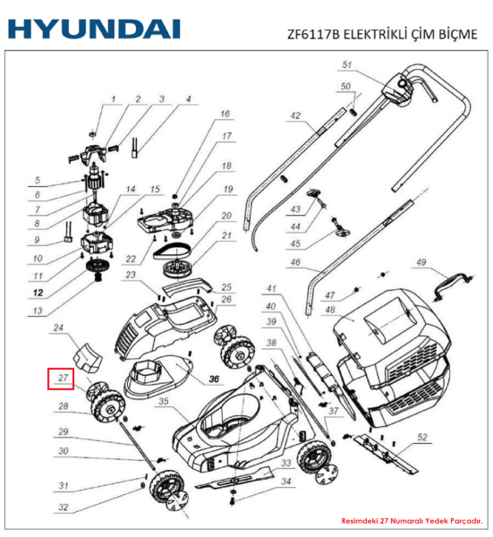 Hyundai C3203 Teker Kapak Beyaz ( Ön ve Arka Uyumlu) 1000W Orjinal
