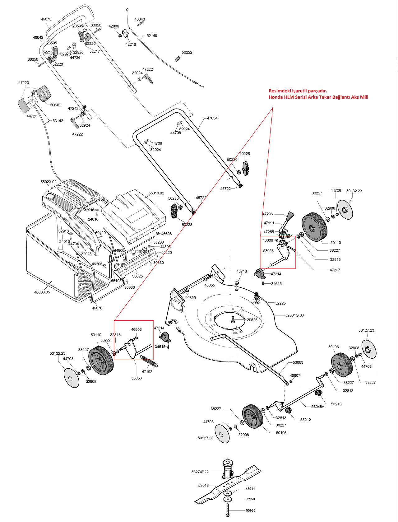 Honda Hlm530cp Arka Teker Aks Mili Orjinal