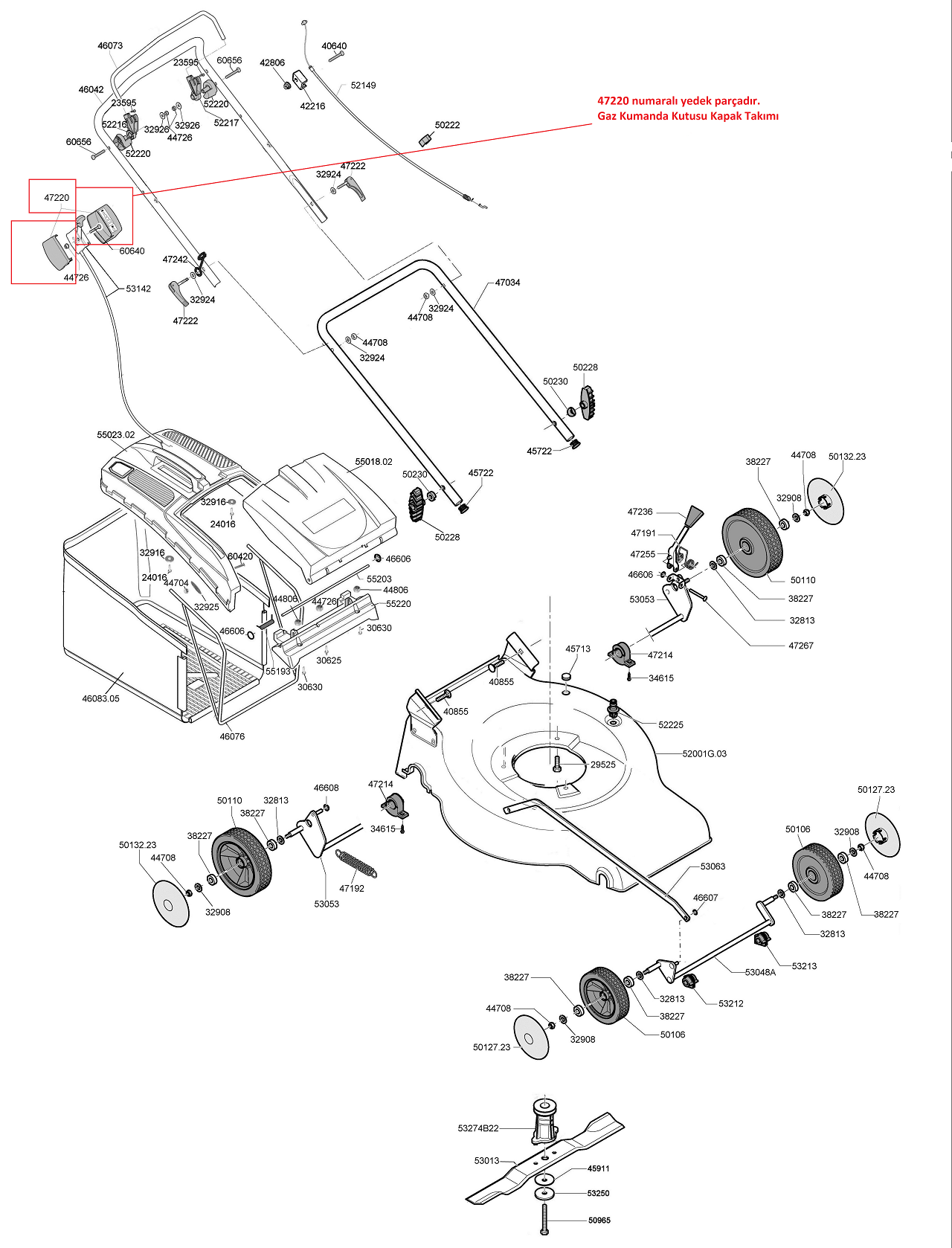 Honda Hlm530-570 Gaz Kumanda Kapak Takımı Orjinal