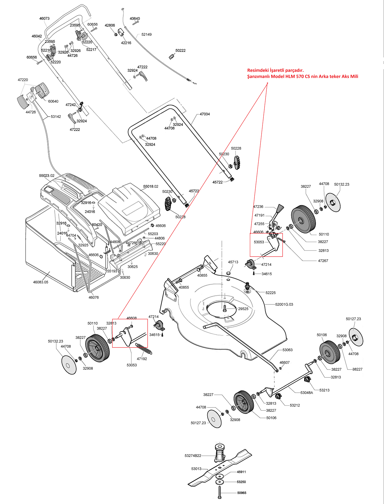 Honda Hlm530-570cs Arka Teker Aks Mili Orjinal