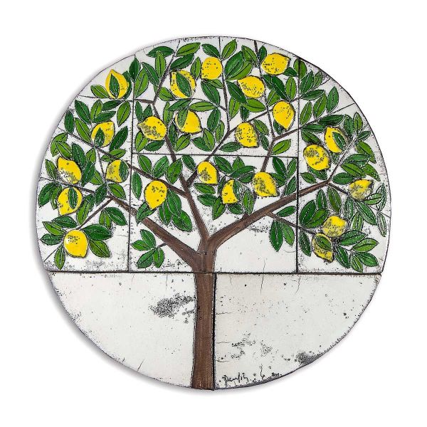Limon Ağacı Desenli Duvar Panosu (Çap: 70 cm)