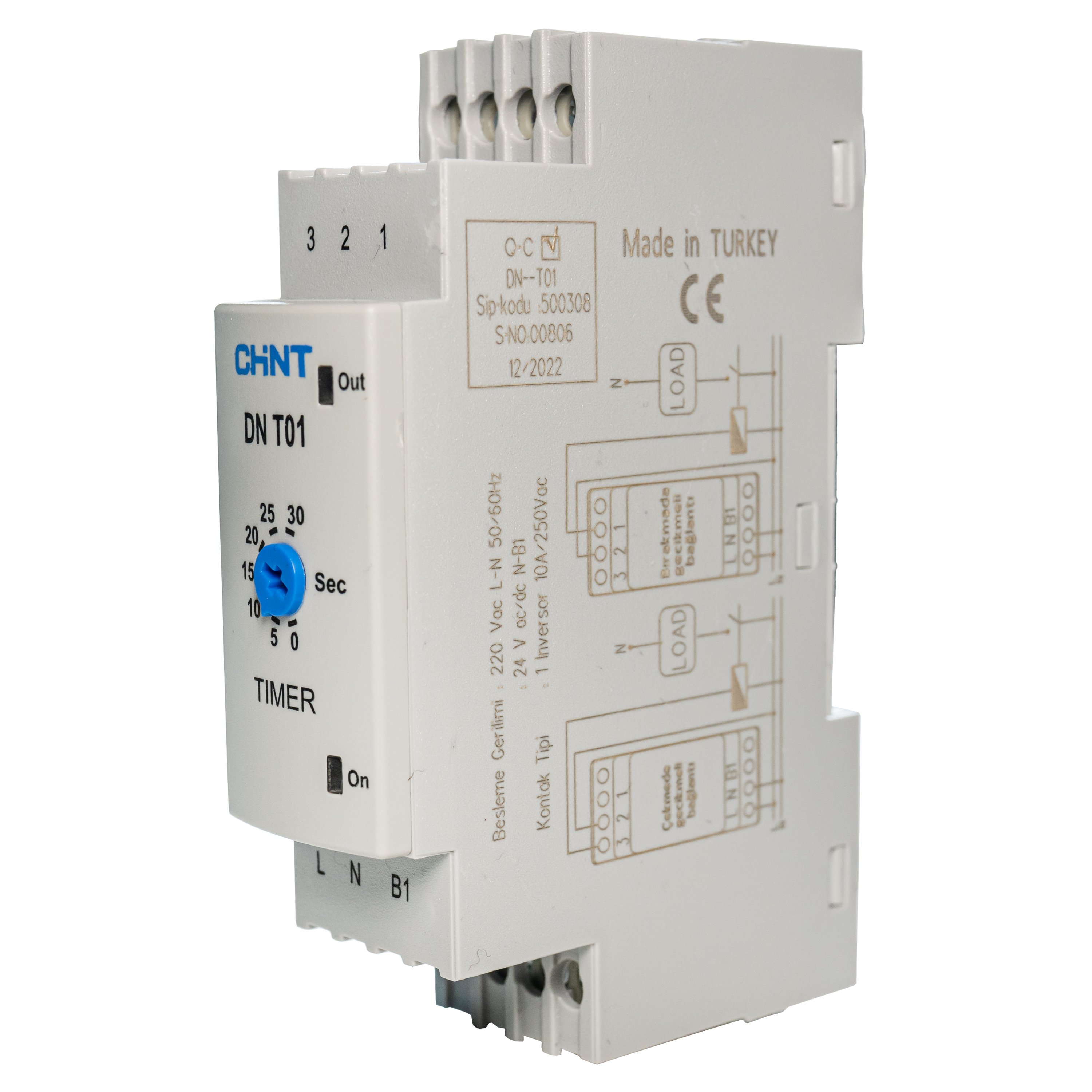 DN-T02 Zaman Rölesi, 0,1 sn - 60 sn 220 VAC