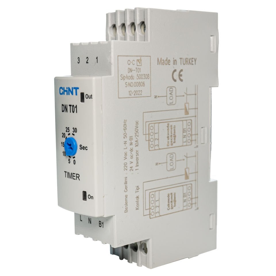 DN-T02 Zaman Rölesi, 0,1 sn - 60 sn 220 VAC