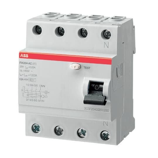 FH204 A-25/0.03  4P, A, 25A, 30mA K.A.K