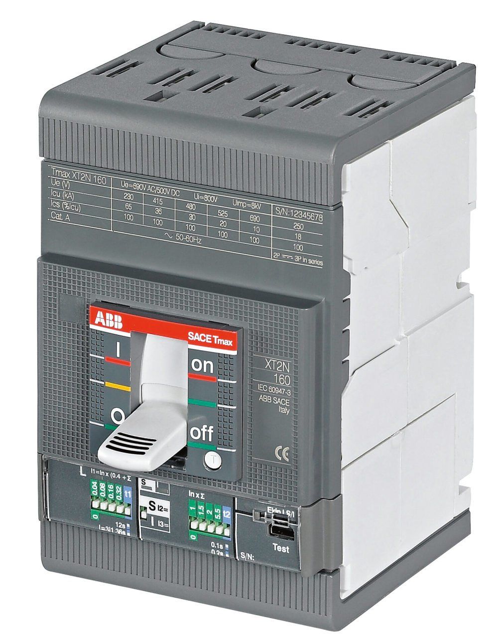 XT2S 100A 50kA 3P Im=600-1400A manyetik kompakt şa