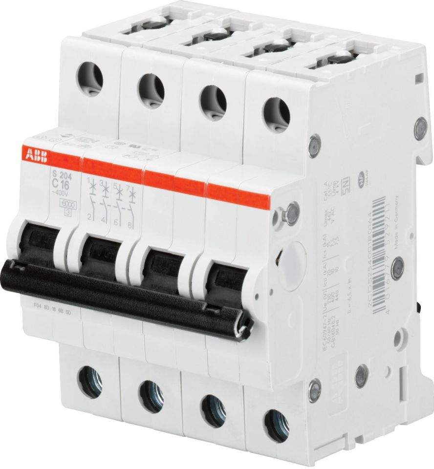 S204M-C20 4*20A C tipi 10kA otomatik sigorta