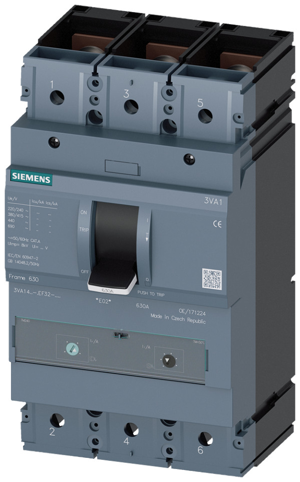 3VA14 TMŞ;36kA;TERMİK AYARLI;Man.Ayar.;350-500A;3P