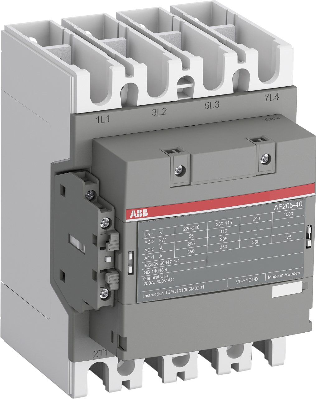 AF205-40-11 100-250VAC/DC 205A 4P kont.1NA+1NK