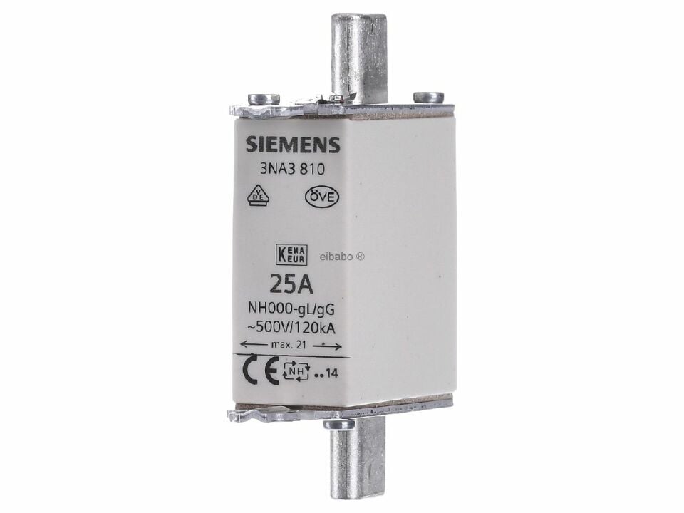 NH-Bıçaklı Sigorta Buşon;25A;Boy 000;Genişlik 21mm