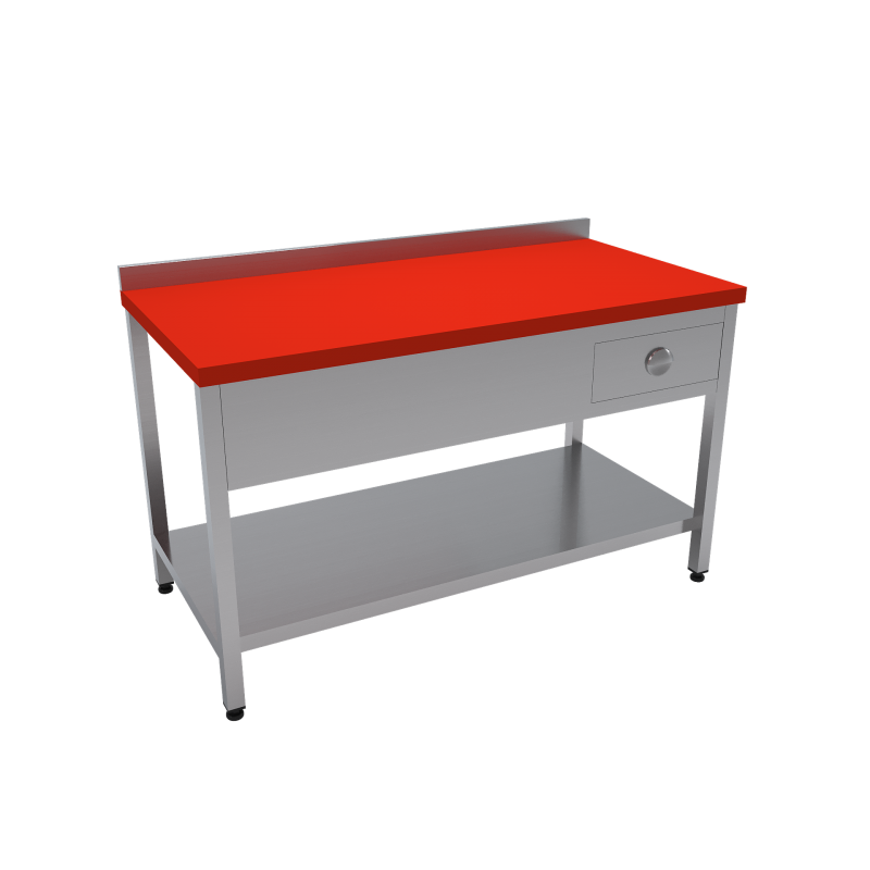 Polietilen Tablalı Çalışma Tezgahı Alt Tablalı Çekmeceli  140*60*85 Ölçülerinde 4 Cm Kalınlık