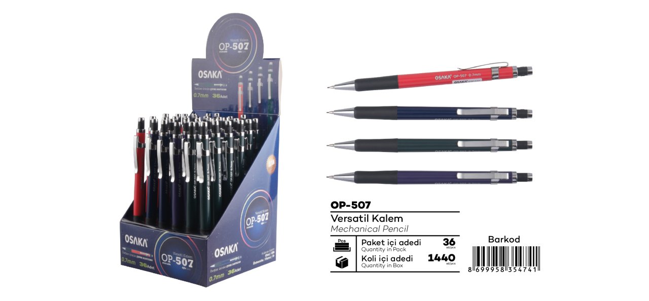 Osaka Op-507 0.7 Versatil Kalem Kırmızı