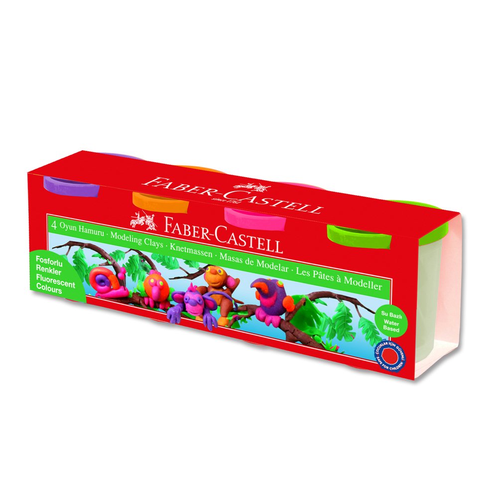 Faber Castell Su Bazlı 4 Renk Oyun Hamuru Neon Renkler