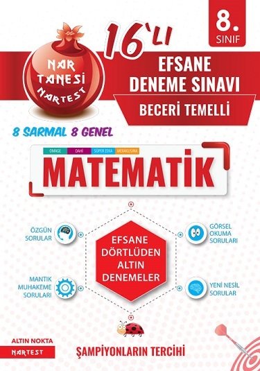 Nartest Yayınları 8. Sınıf 16'lı Matematik Efsane Deneme Sınavı