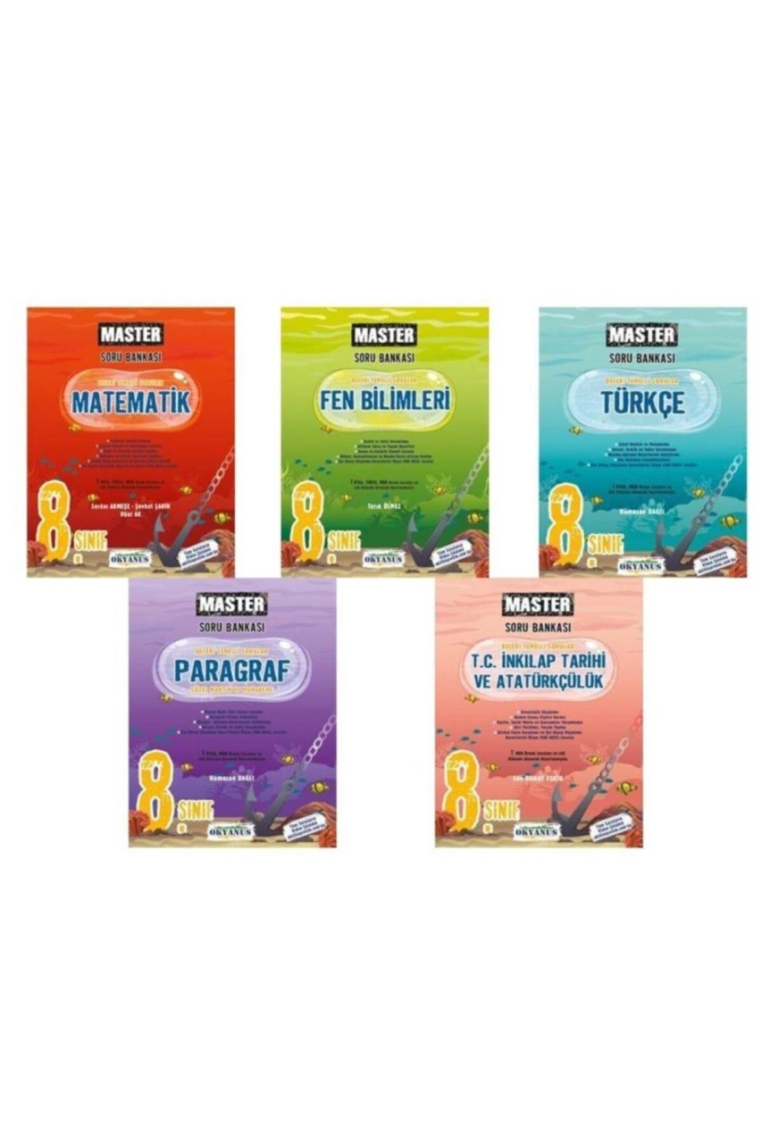Okyanus 8. Sınıf Master Matematik+türkçe+fen+inkilap+paragraf Soru Bankası