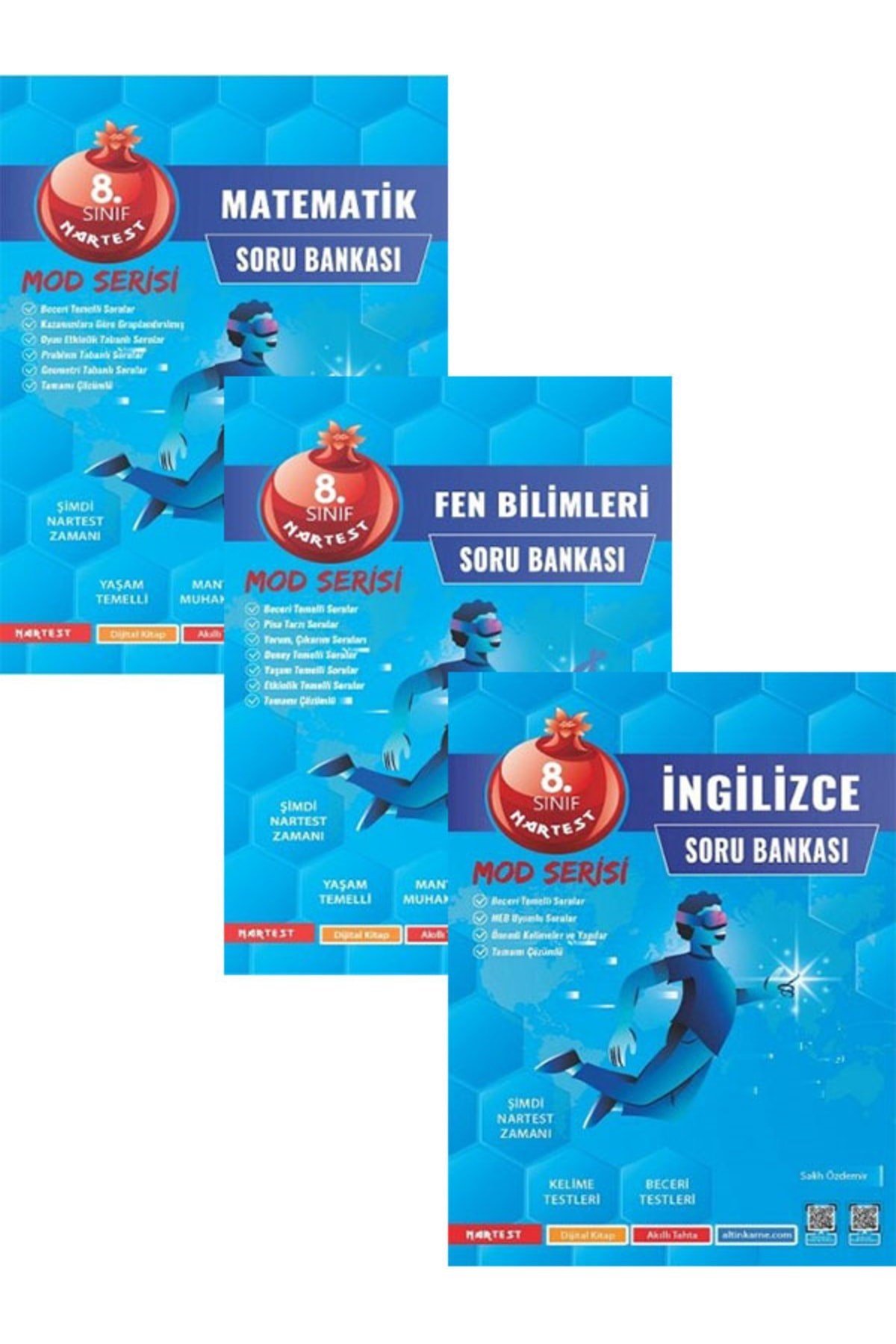 8. Sınıf Mod Matematik- Fen Bilgisi- Ingilizce Soru Bankası (3lü Set)