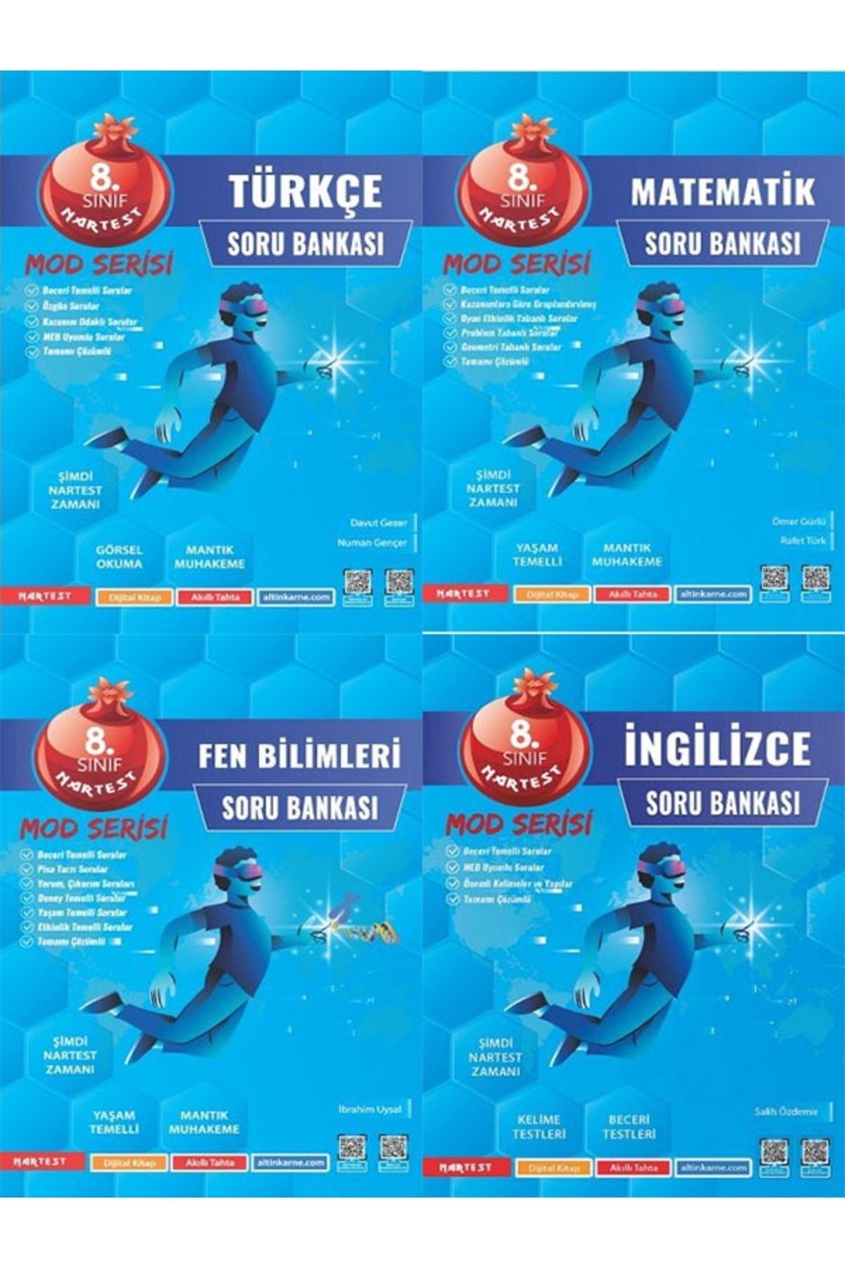 8. Sınıf Mod Türkçe- Matematik- Fen Bilgisi- Ingilizce Soru Bankaları(4lüset)