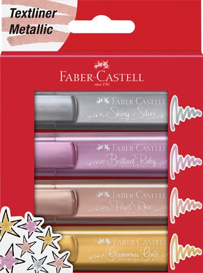 Faber Fosforlu Kalem Metalik Renkler 4 Lü Set