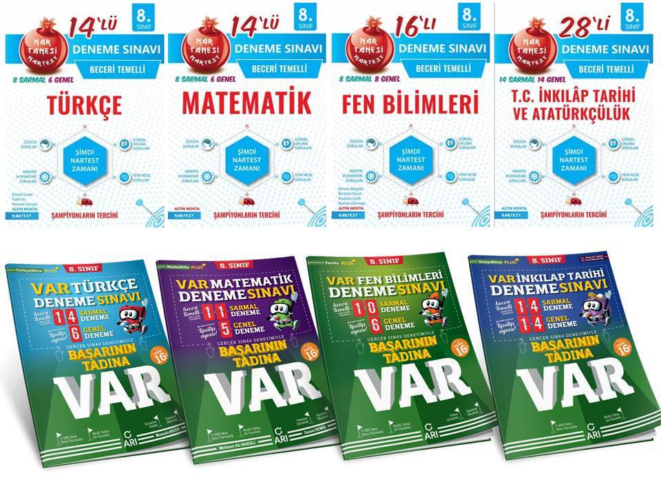 Arı ve Nartest Yayınları 8.Sınıf 8'li Deneme Fırsat Seti